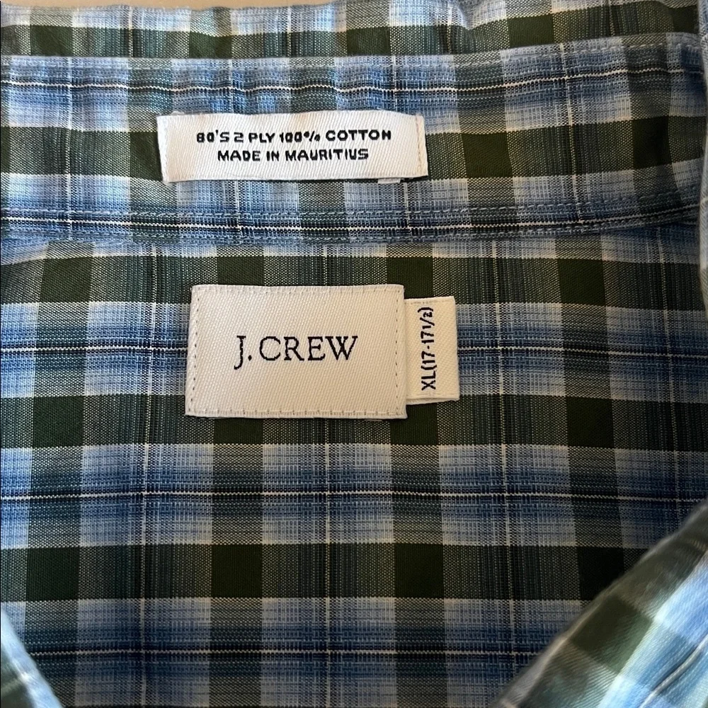 JCrew Classic Button Down Shirt Blue/Green Plaid Size XL